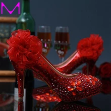 Free Shipping White and Red Flower Wedding Dress font b Shoes b font Fashion Lady font