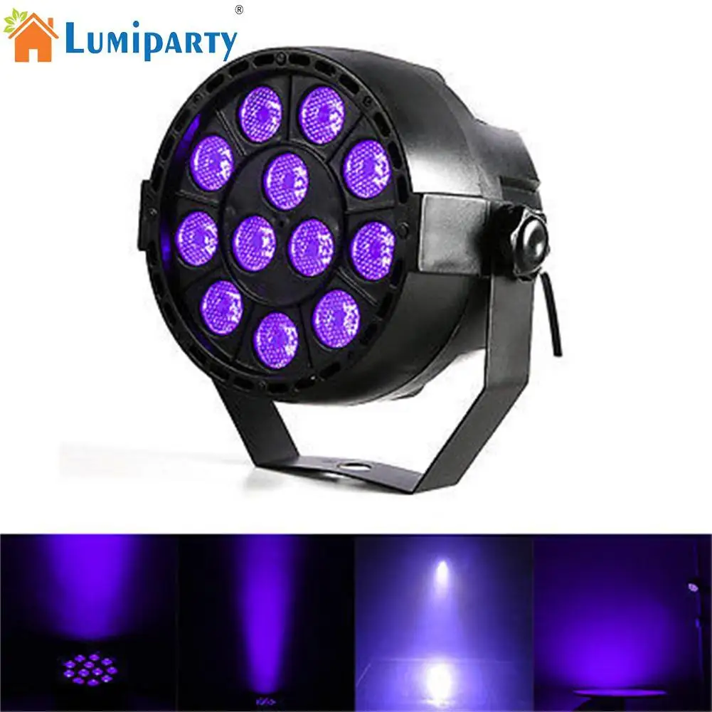 12 Светодиодный прожектор для дискотеки, УФ-фиолетовый, черный свет, 36 Вт, автоматический звук, активный пар, УФ-лампа для дискотеки, DJ, вечерние, рождественские, для бара, сценический прожектор, лампа