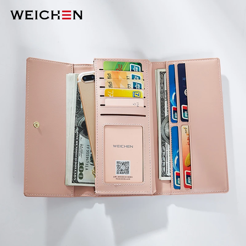 Кошелек WEICHEN для женщин Матовый кожаный бумажник с несколькими отделениями