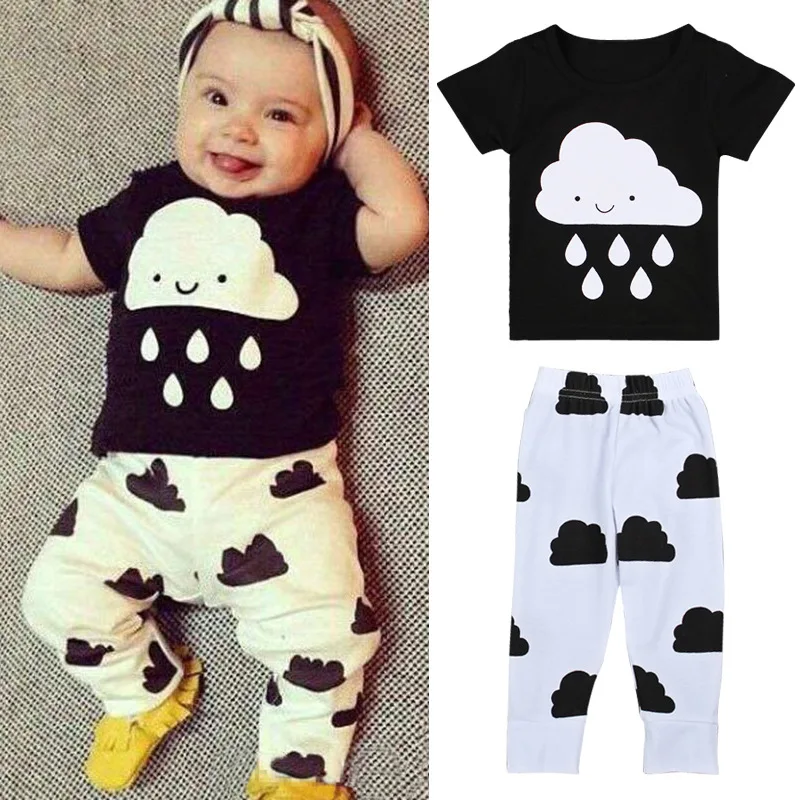 

2016 New summer style Children cool set baby boys girls sets clothes short-sleeved T Shirt & Pants bebes newborn clothing