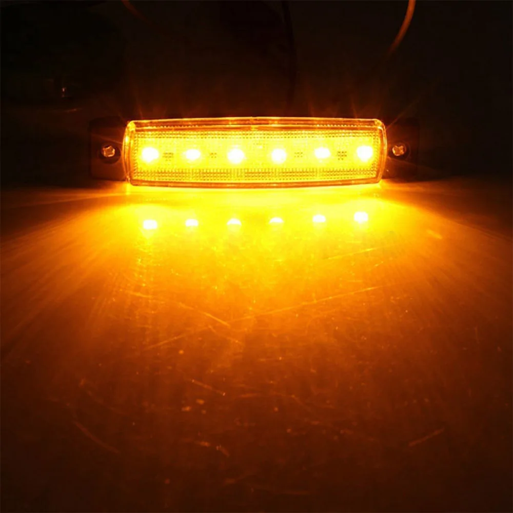 10 шт. Желтый 24 в 6 светодиодный супер свет боковые габаритные индикаторы лампы для автобуса, грузовика, прицепа