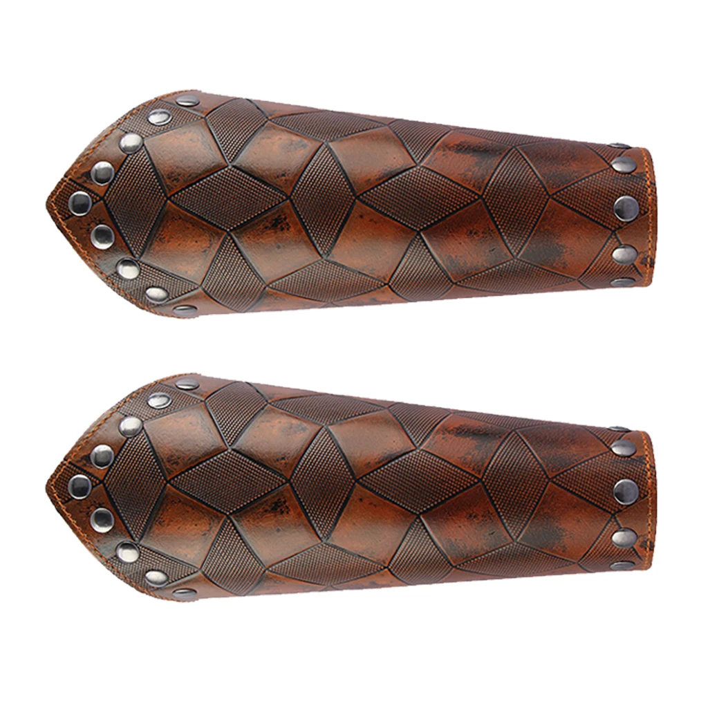 MagiDeal 2Pcs Medieval Unisex Bracers Leather Gauntlet Wristband Arm Armor