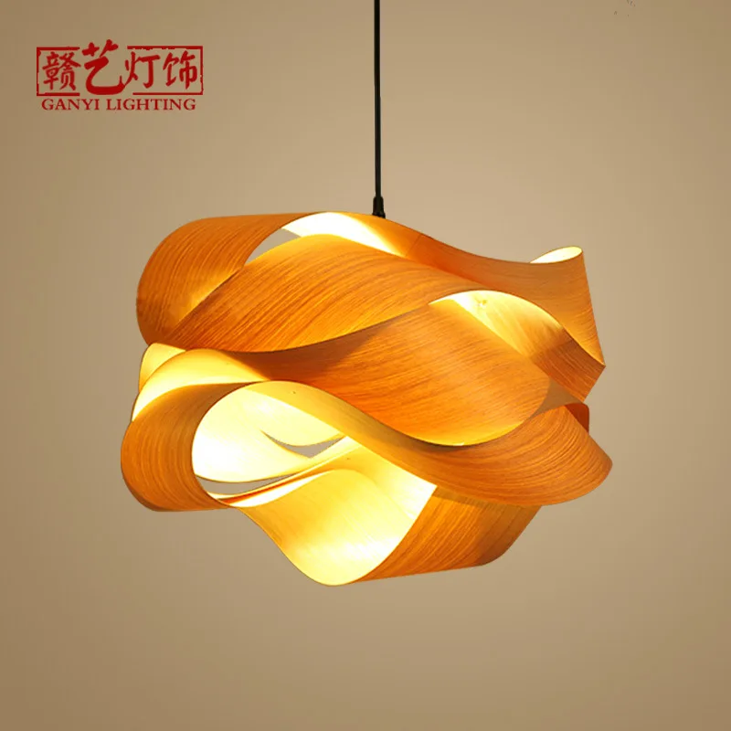 

Nordic contracted woodwork wood lamp droplight sitting room bedroom study southeast Asia restaurant bar log droplight