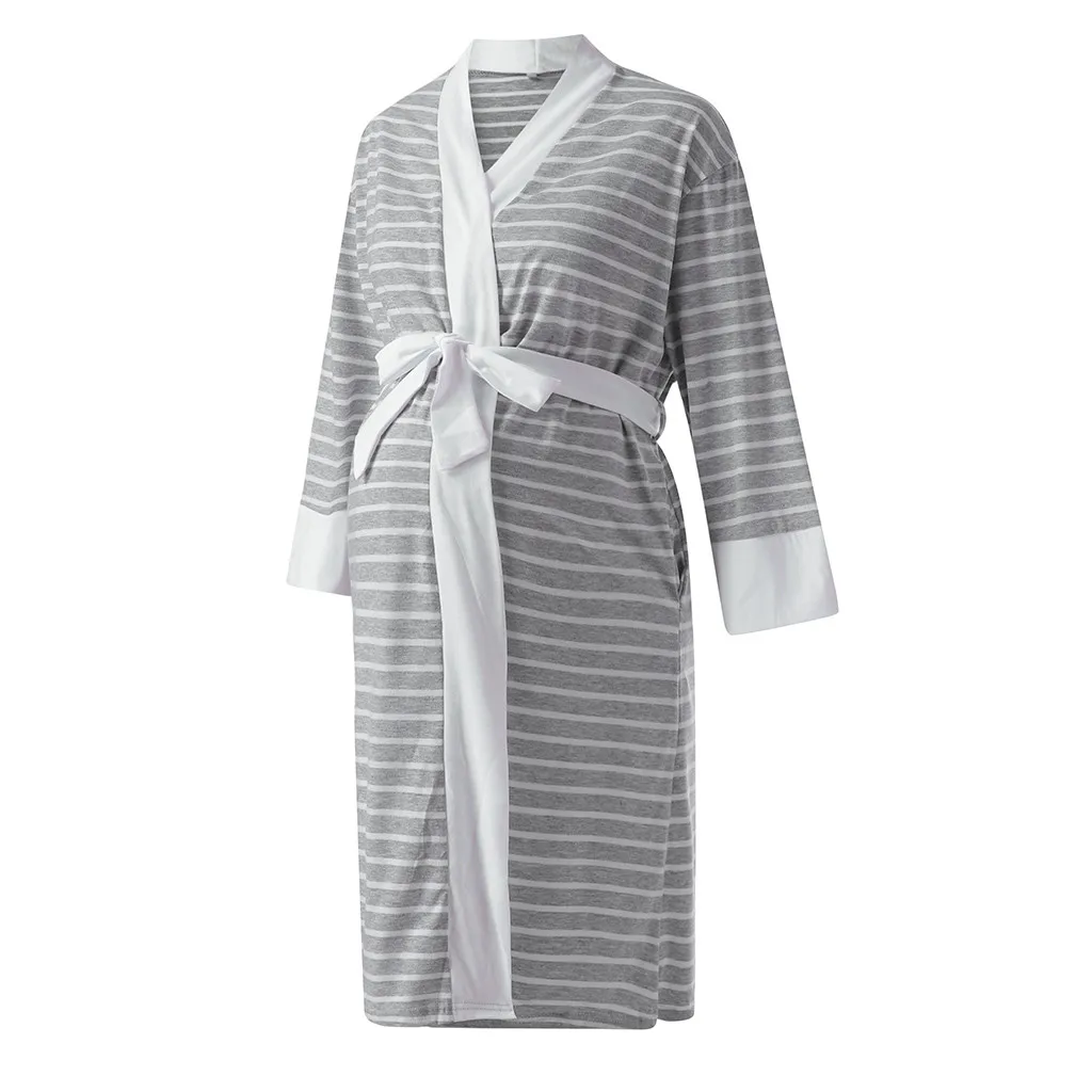 SAGACE женское платье для беременных, полосатый халат для кормящих, ночная рубашка, больничные платья для кормящих грудью