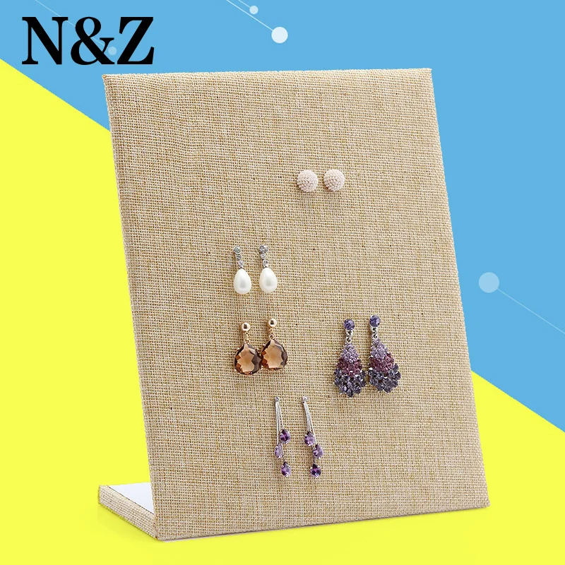 

Natural Yellow Linen Material display shelf board pin earrings jewelry display stand earring holder jewelry box store shelf