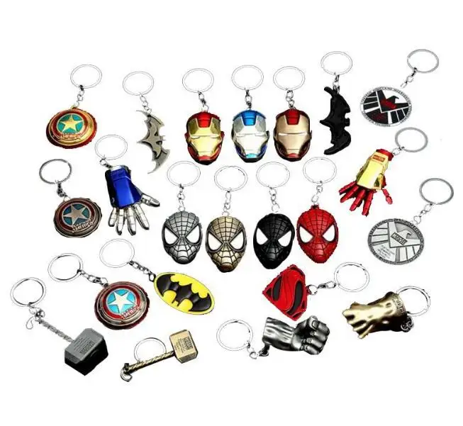 

2019 Fashion Marvel Avengers Captain America Shield Keychain Spider-Man Iron Man Mask Keychain Toy Hulk Batman Keychain Keychain