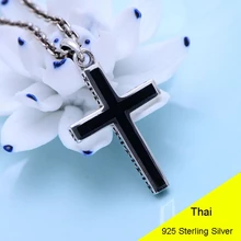 925 стерлингового серебра ретро крест ожерелье кулон для мужчин тайское серебро ювелирные изделия подарок для влюбленных CH033560