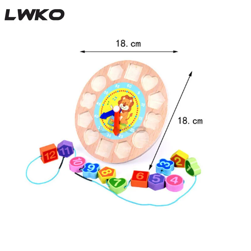 Lwko 4 модели паззлы 1 шт./компл. животных мультфильм образовательная игрушка для детей деревянные цифровые геометрические часы бисером детские игрушки