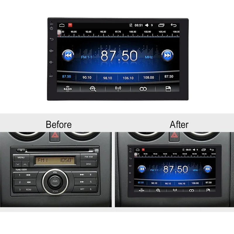 Excellent FUNROVER Android 8.0 2Din Car DVD radio Car Multimedia player for Toyota Universal Hilux Vios Old Camry Prado gps Navigation rds 4