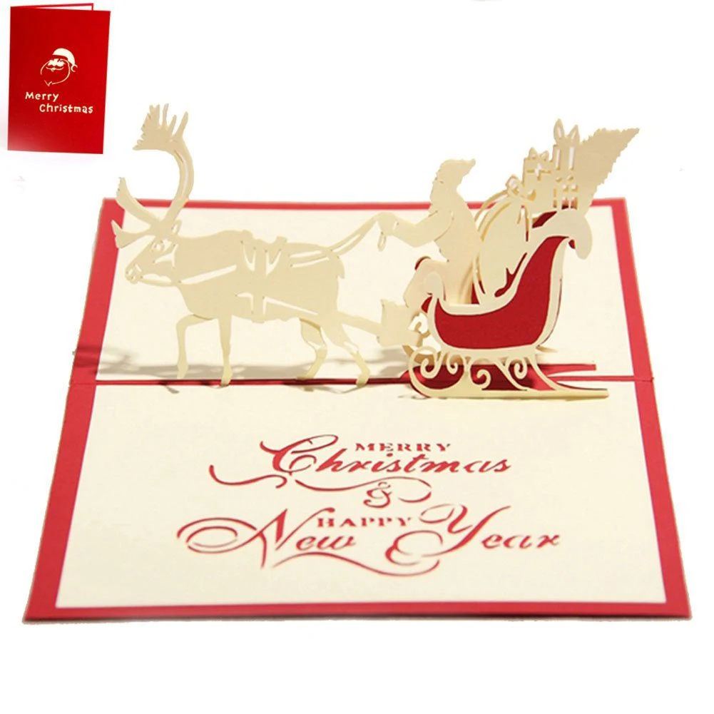 Ручной работы пустые 3D всплывающие открытки для поздравительных открыток Рождество с подходящим конвертом лазерной резки украшения с Рождеством Подарки - Цвет: Коричневый