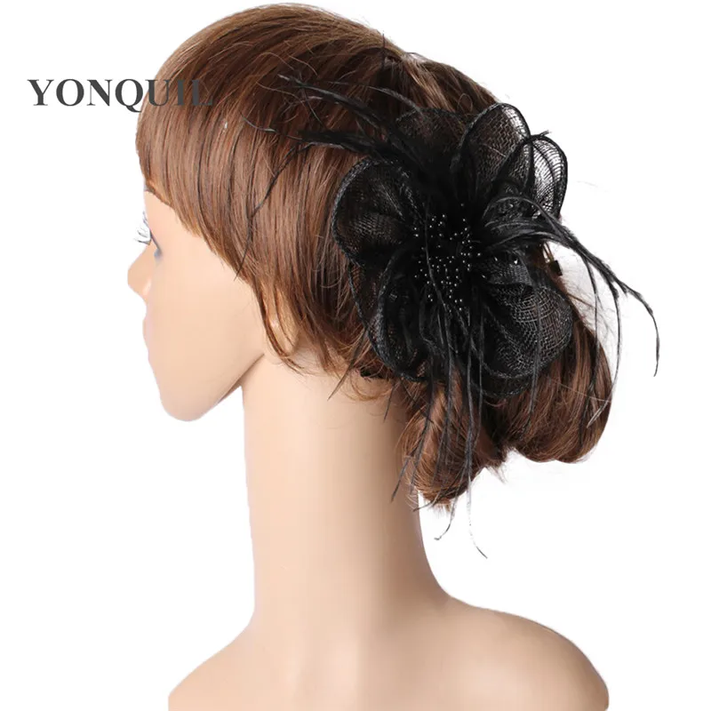 

Sinamay женские Элегантный головной убор Свадебные украшения для волос чародей повязка на голову из перьев; Элегантные женские Вечерние Коктейль аксессуары для волос гонки чай