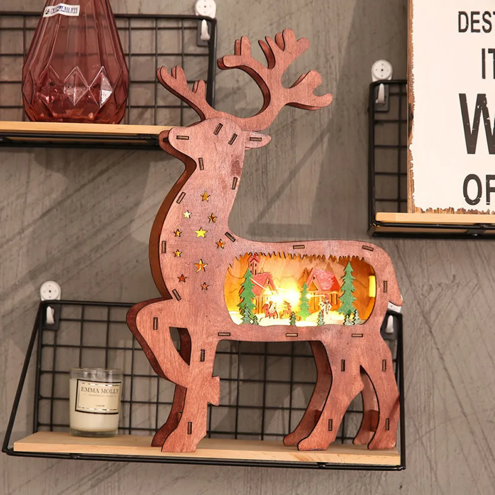 

Luminous Christmas New year gift LED Lights wooden christmas decorations Xmas reindeer Lamp decor for the Noel Natal 2018 Xmas