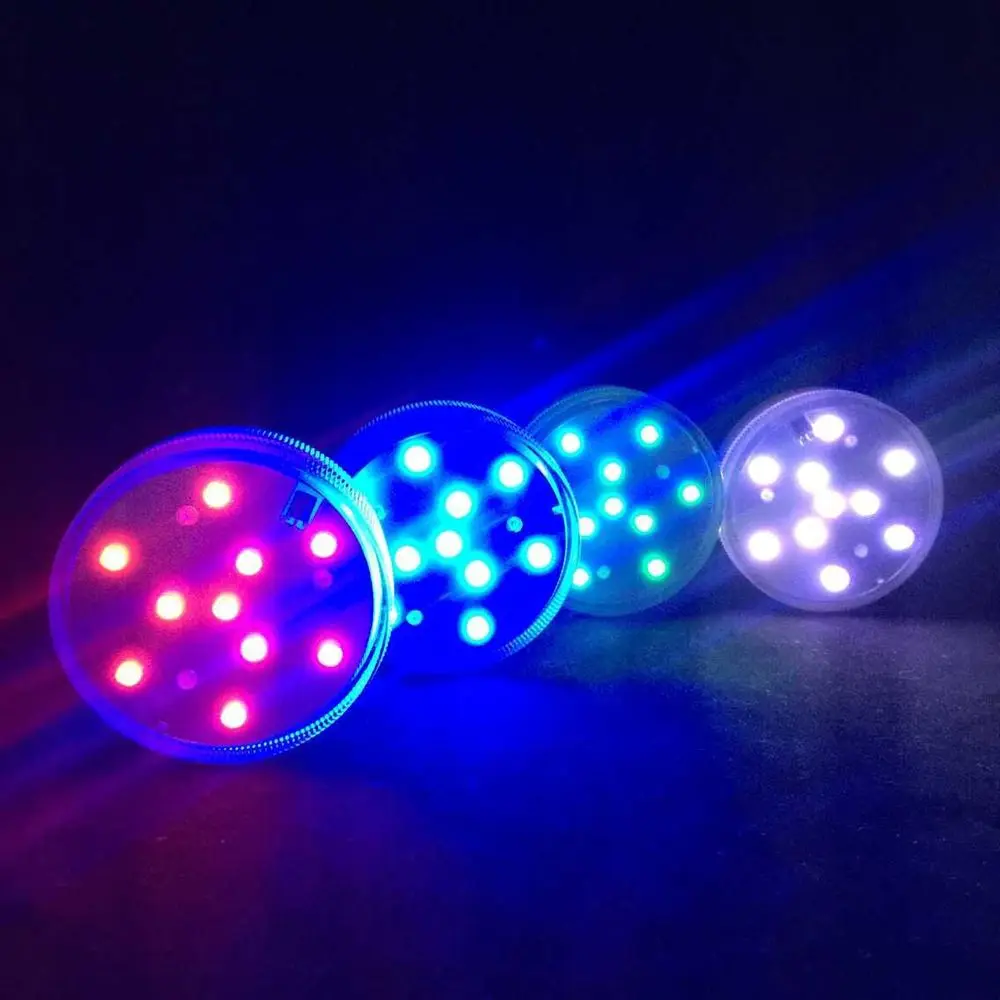 

100pieces/Lot 3AAA Battery Super Bright Multicolors RGB LED Submersible Waterproof LED Under Vase Light 7CM Remote Mini LED