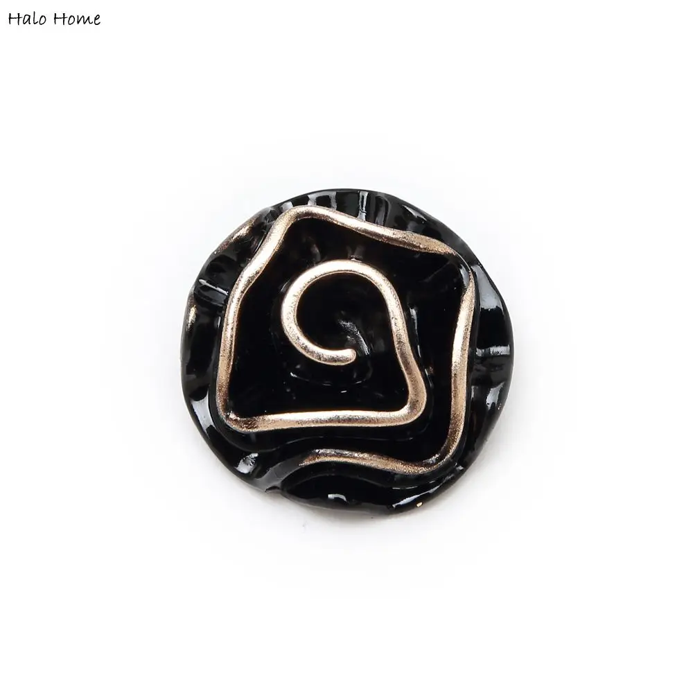 

5pcs Black Rose Round Coat Clothing Metal Buttons DIY Materials Fashion Buttons For Craft Sewing Accessories
