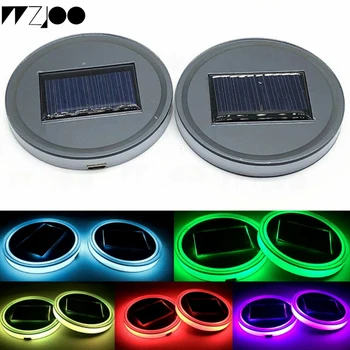 

USB charging Car Led Cup Holder Water Bottom Mat Solar Water Cup Mat Light Decor Cover Luminous Trim Lamp Pad Ornament Coaster