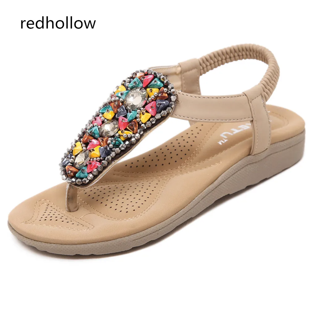 

Summer 2018 New Bohemian Women Sandals Crystal Flat Heel Gladiator Sandalias Women Shoes Flip Flops Zapatos Mujer Shoes