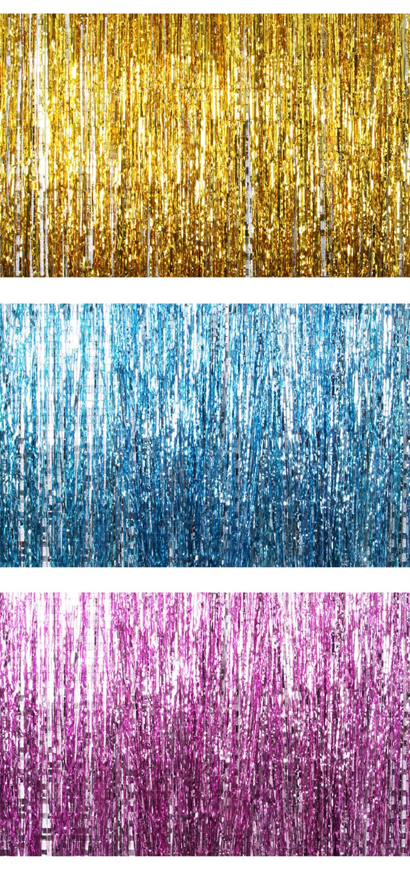 1x2m Metal Foil Shiny rain curtain Wedding background wall decoration Sequin backdrop Birthday Party Foil Fringe Tinsel Curtain