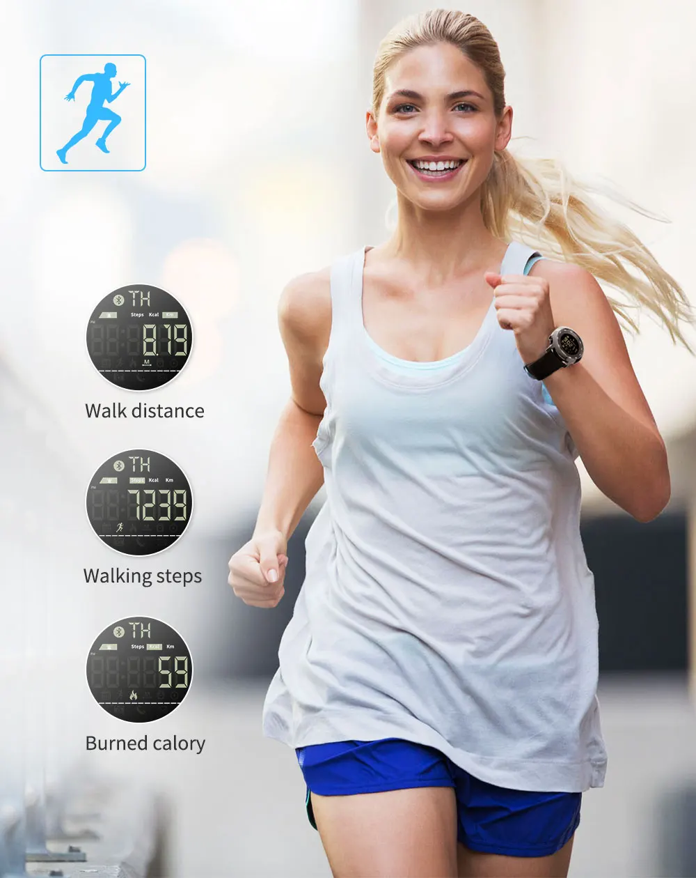 Bluetooth Smart Watch Sport шагомер Водонепроницаемый Напоминание Цифровой Мужчины SmartWatch Беспроводные устройства для IOS телефона Android