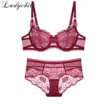 Женское белье ladychill сексуальный французский ультра тонкий имизатор полный кружевной Флора прозрачный бюстгалтер набор нижнее белье на косточках WW17
