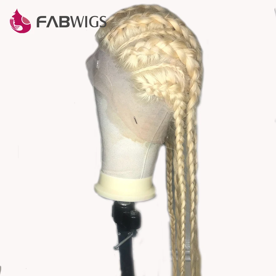 Fabwigs 150% плотность блонд#613 полный шнурок человеческих волос парики предварительно сорвал с Детские волосы бесклеевой полный парик шнурка человеческих волос remy