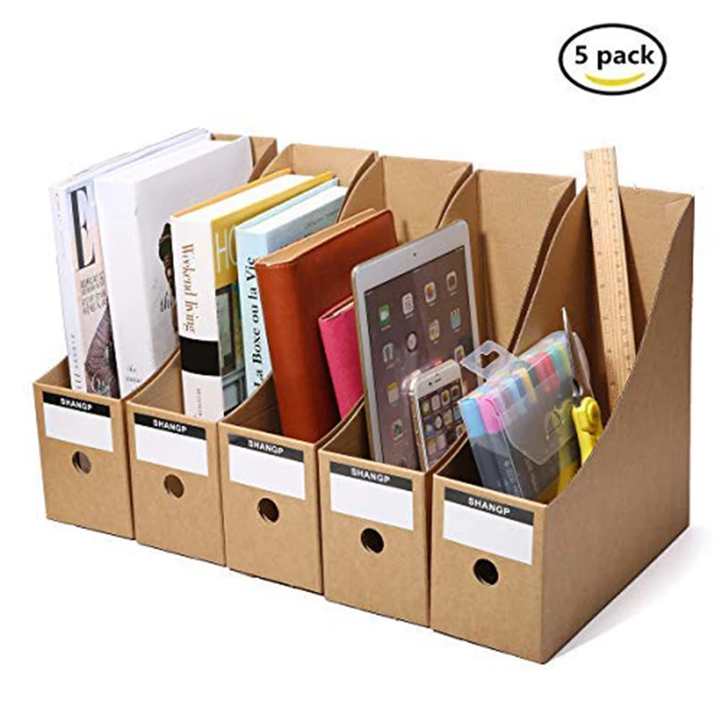 Magazine File Holder Organizer Box,Drawer Kraft Paper File Holder Office Supplies Desk Storage Organizer Documents File Box