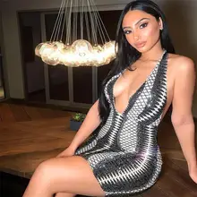 Женские повязки, новинка, летние вечерние повязки знаменитостей, с v-образным вырезом, на груди, в клетку, со сверкающими кристаллами, сексуальное платье+ костюм