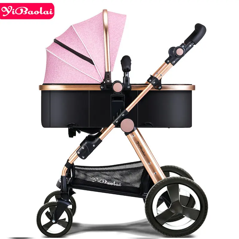

YIBAOLAI Baby stroller 2 in 1 stroller lying or damping folding light weight Two-sided children's four seasons of Baby cart