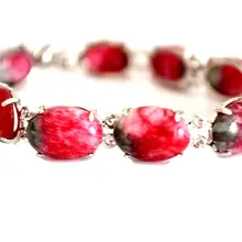 18KGP серебро в форме яйца Китайский Натуральный персиковый нефрит браслет-цепочка Ювелирные изделия с драгоценными камнями