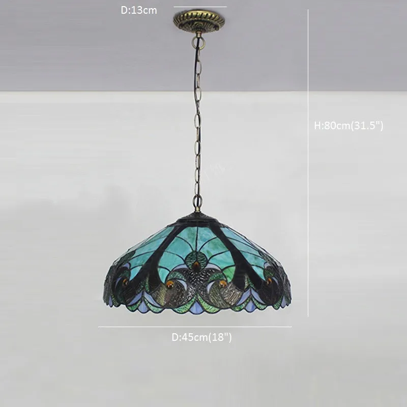 Tiffany Peacock Stained Glass Pendant Lamp8