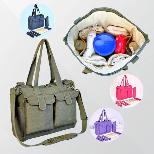 

New Solid Mummy Bags Nappy Mother Diaper Beb Bolsos Maternales Zipper Nylon Baby Bag Organizer Messenger Solid Mummy Bags