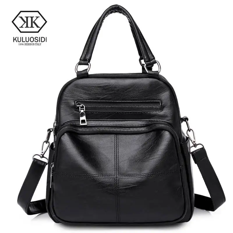 

Women Multifunction Backpack PU Leather Shoulder Bag Large Capacity Backpack Female Zipper School Bag Girl Travel Bag Mochila