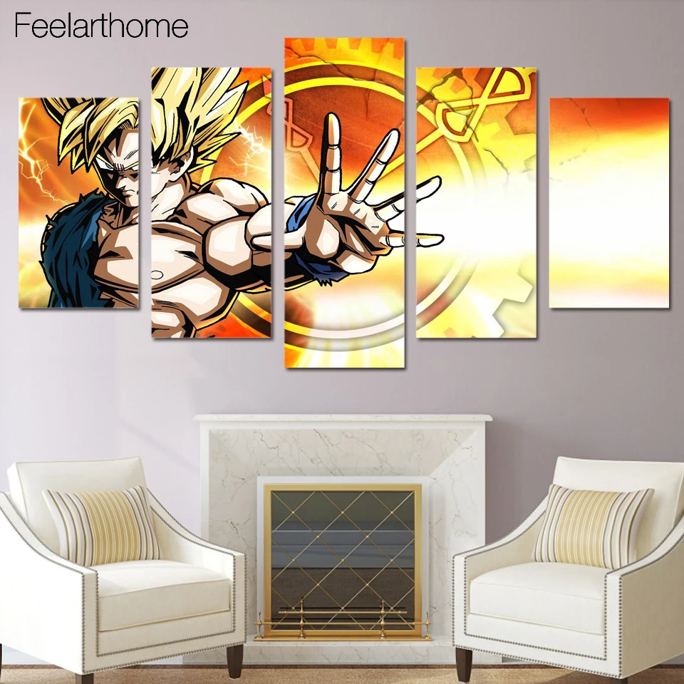 HD Printed dragon ball z Painting Canvas Print 5 piece canvas art room