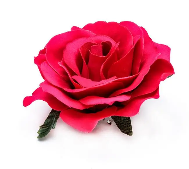 10 см большой тканевый Цветущий цветок розы женские украшения для волос и брошь Свадебная вечеринка заколка для волос для невесты Свадебный цветок для волос студия - Цвет: Bright red