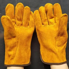 12 пар/лот сварочные перчатки из воловьей кожи защитные порезостойкие перчатки 25 см изоляционные износостойкие защитные перчатки прочные GST030