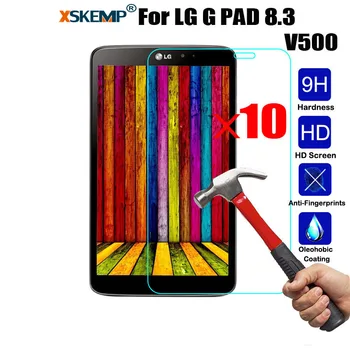 

XSKEMP 10Pcs/Lot 9H Hardness Screen Protector For LG G PAD 8.3 V500 Anti-Shatter Clear LCD Tablet Tempered Glass Protective Film