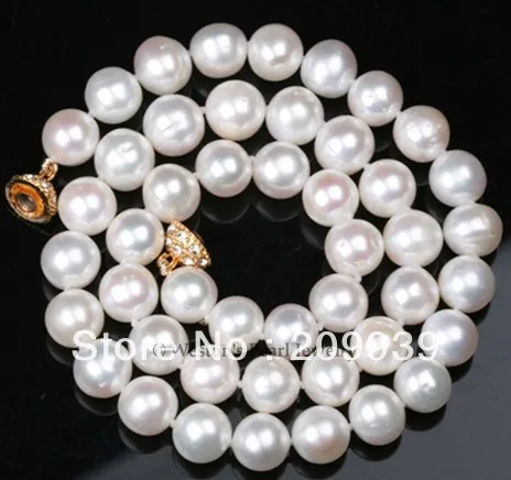 

huij 001889 WHOLESALE LOT 10 OF 8.5-9.5MM NATURAL WHITE CULTURED FRESHWATER PEARL NECKLACE