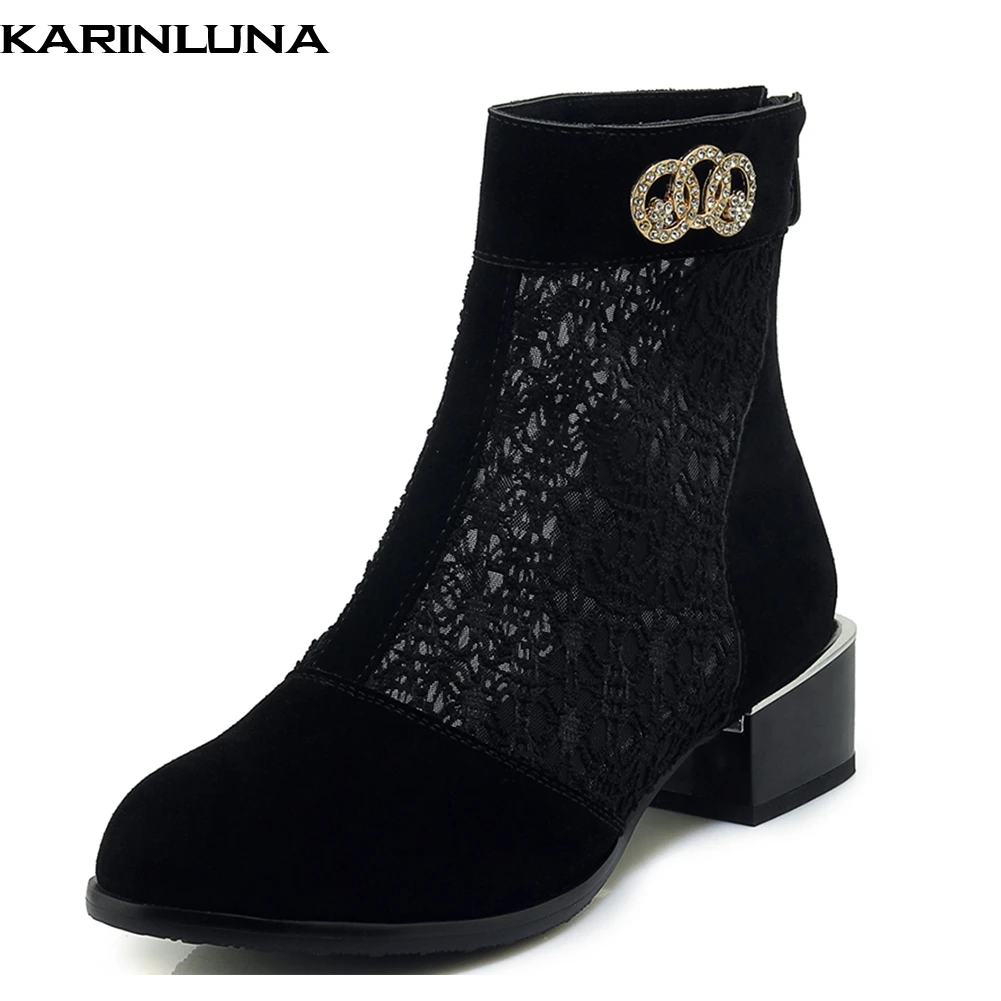 

Karinluna new fashion dropship hot sale Plus size 33-43 shoes woman boots square heels summer boots women shoes