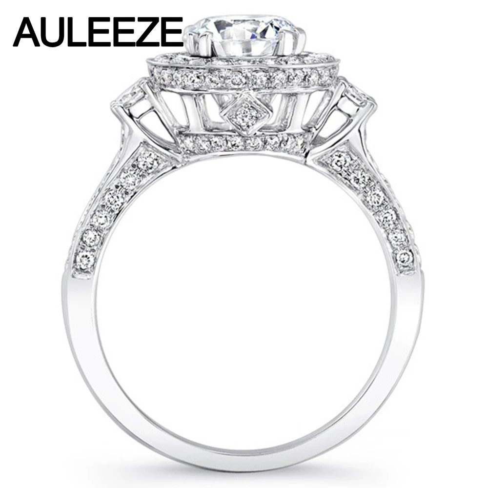 Тестовый позитив 14K белое золото 1 ct Moissanite кольцо для свадьбы Благородное женское