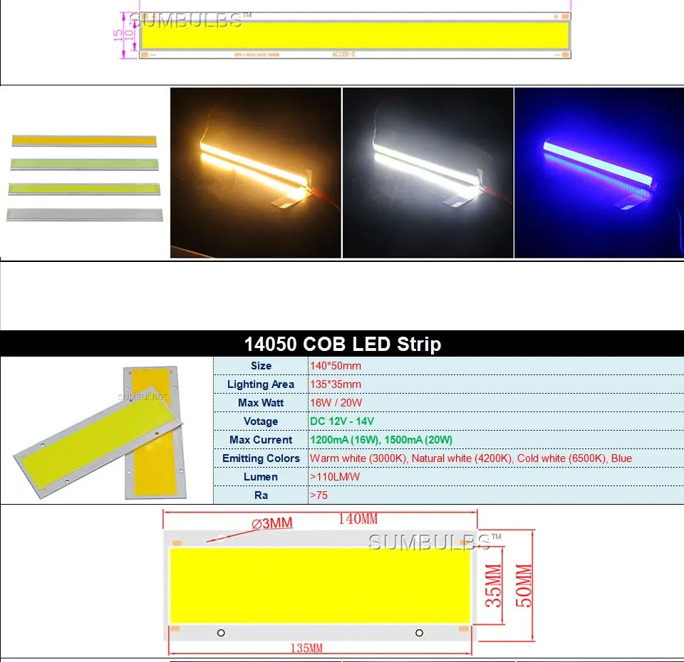 DC12V светодиодный COB ламповый светильник, светодиод 2 Вт-200 Вт, круглая COB полоса, белый, красный, синий цвет, 12 В, светодиодный чип для авто, автомобильный светильник ing DIY