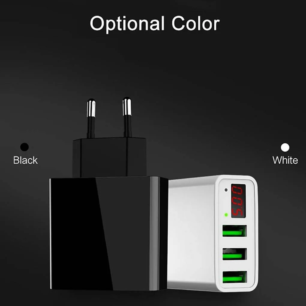 3 منافذ USB السفر شاحن الهاتف المحمول اللوحي شحن محول 5 V 3.4A LED عرض الجهد الحالي 3 منافذ USB السفر شاحن الهاتف المحمول اللوحي شحن محول 5 V 3.4A LED عرض الجهد الحالي