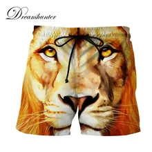 Летние мужские пляжные шорты с 3D принтом льва, спортивные короткие штаны для плавания, мужские плавки для серфинга, шорты для спортзала, большие размеры XXL
