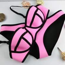 Moderné dvoudílné neoprenové bikiny v ružovej, modrej, bieleej, čiernej a v ďalších farbách na Aliexpress