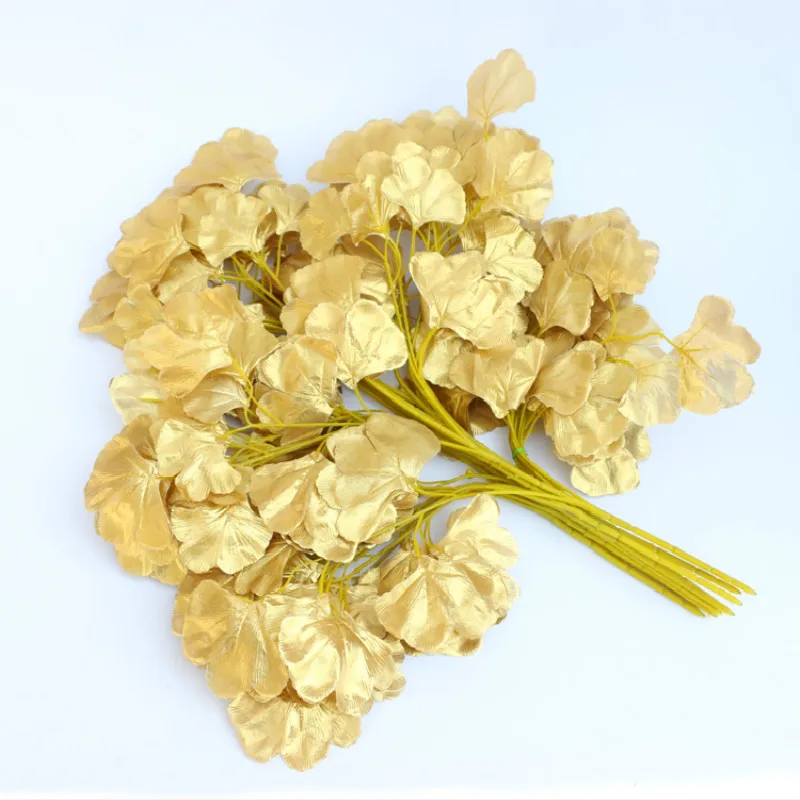 12 шт./лот Осенний декор шелковые искусственные листья лист гинкго растения для
