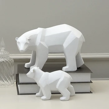 

Nordic White Polar Bear Cub Resin Arrangement Simple Modern Geometric Origami Irregular Animal Handicraft Home Decoration
