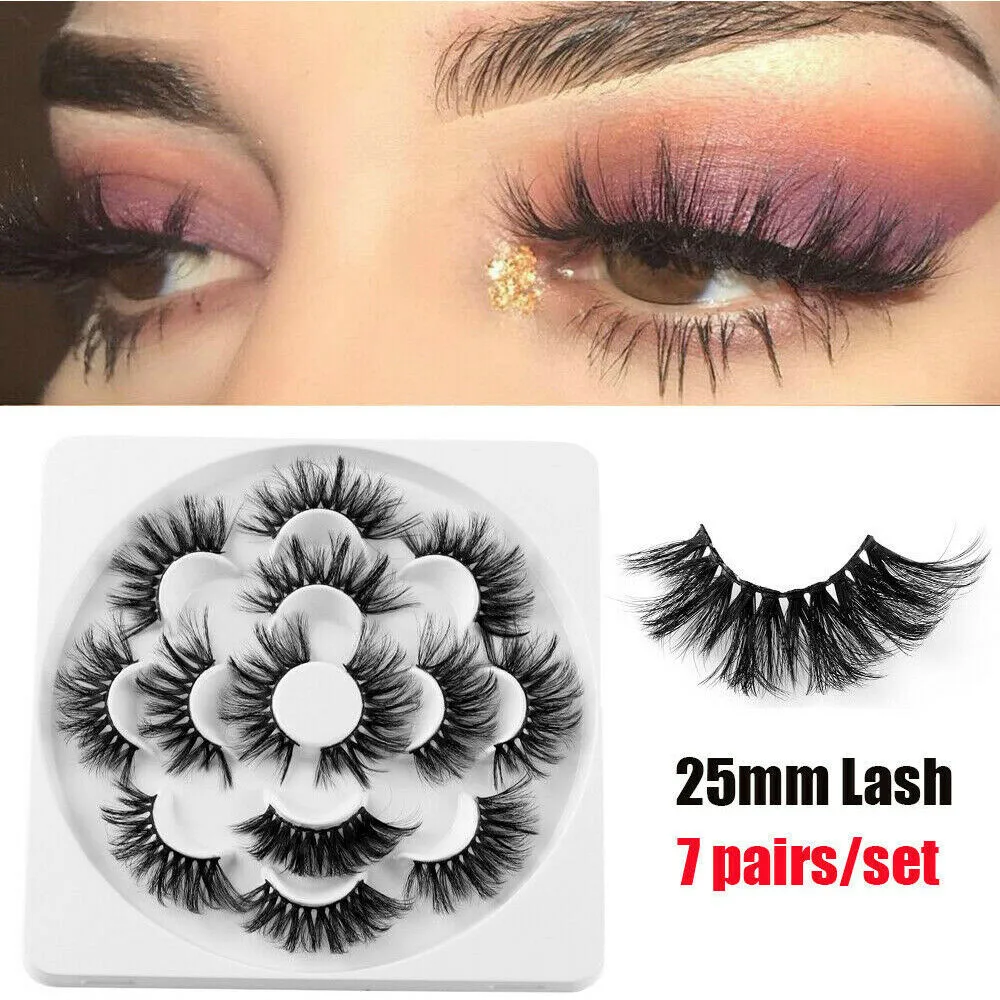 

False Fake Human Hair Eyelashes Eye Lashes Women Natural Makeup Beauty 7 Pairs