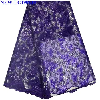 

African Organza Lace Embroidered Nigerian sequins Laces Fabric High Quality French Tulle Lace Fabric For Women dress CDE04