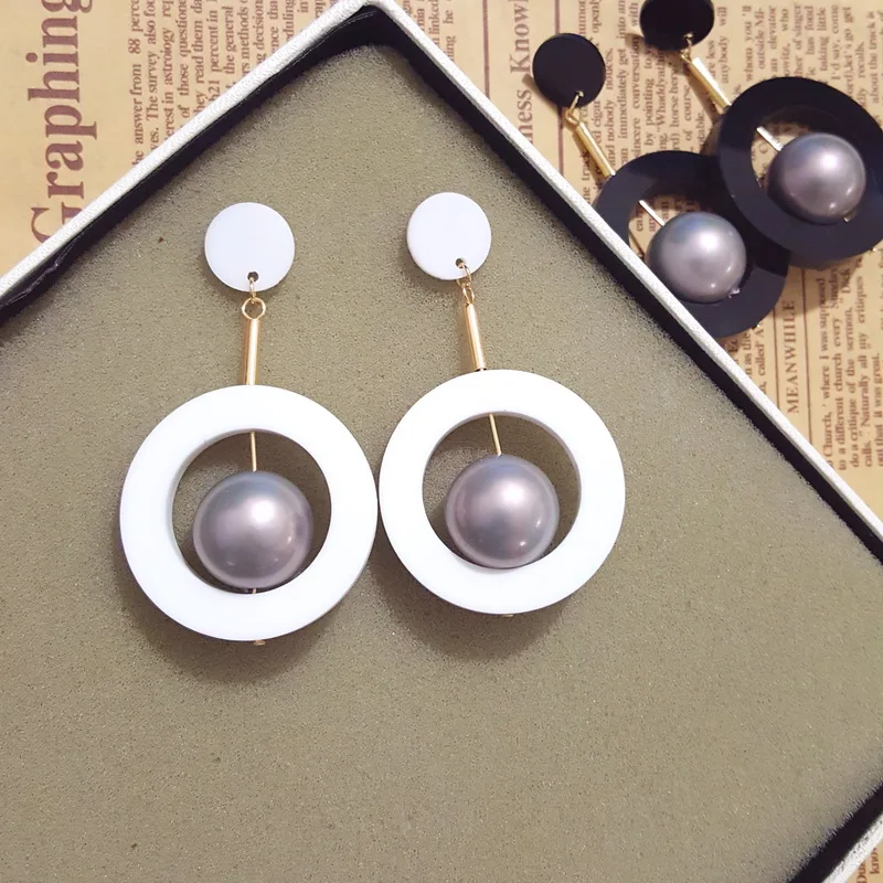 New Women Punk Earrings Geometric Round  Faux Marbled Stone From India pendientes