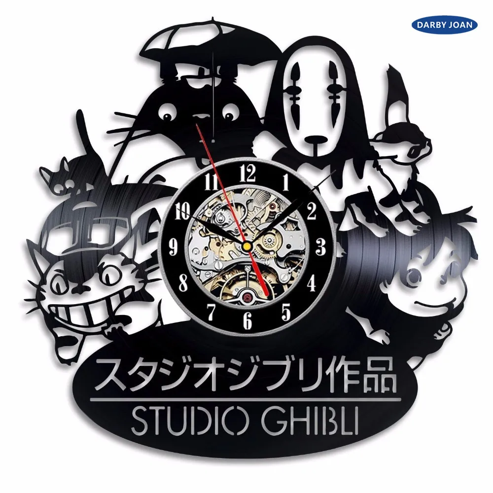 

2017 New CD Vinyl Record Wall Clock Modern Spirited Away Studio Ghibli Anime Wall Watch Home Decor Classic Clock Relogio Parede