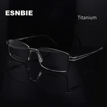 ESNBIE Titanium Myopia Glasses Men Ultralight Square Optical Glasses Frame Full Rim Nearsightness Glass Oculos De Grau