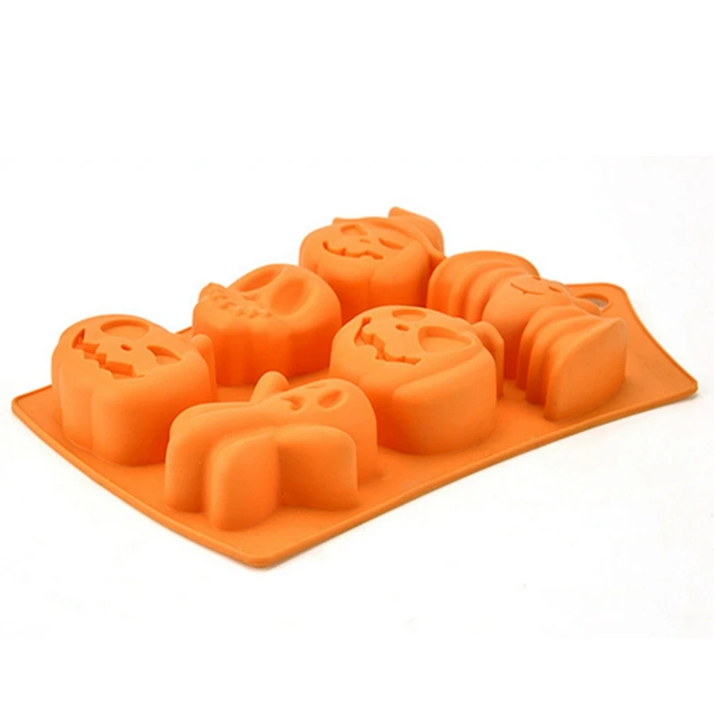 

2018 Halloween Pumpkin Cake Mold 6 Pumpkin Ghost Bat Shape Chocolate Molds DIY Cake Decorating Tools